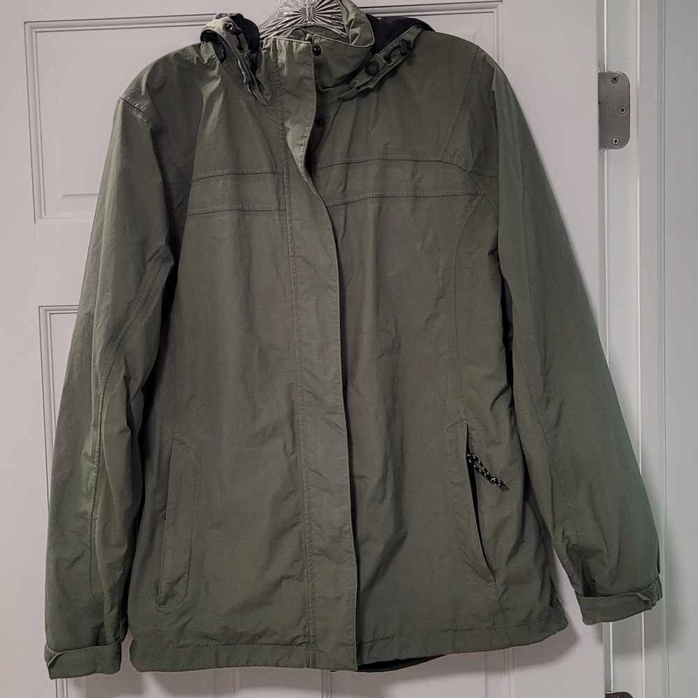 [SOLD] Eddie Bauer Full Zip Mesh Lined Jacket Womens Sz Medium Olive Green